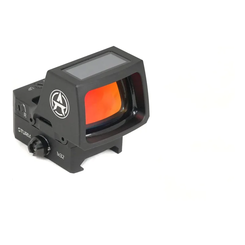 Коллиматорный прицел ARKON Sturm 1x32 / Аркон Штурм 1 на 32 - вид сбоку со стороны логотипа и маховика выверки