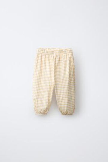 ZARA БРЮКИ В КЛЕТКУ, МЯГКИЙ ЖЕЛТЫЙ