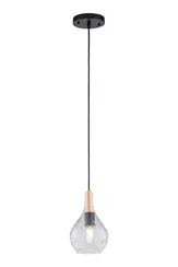 Светильник подвесной Sfera Sveta 5360/1H BK+WOOD, 40 Вт, чёрный