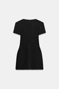 ZARA МИНИ-ПЛАТЬЕ СО СКЛАДКАМИ, ЧЕРНЫЙ