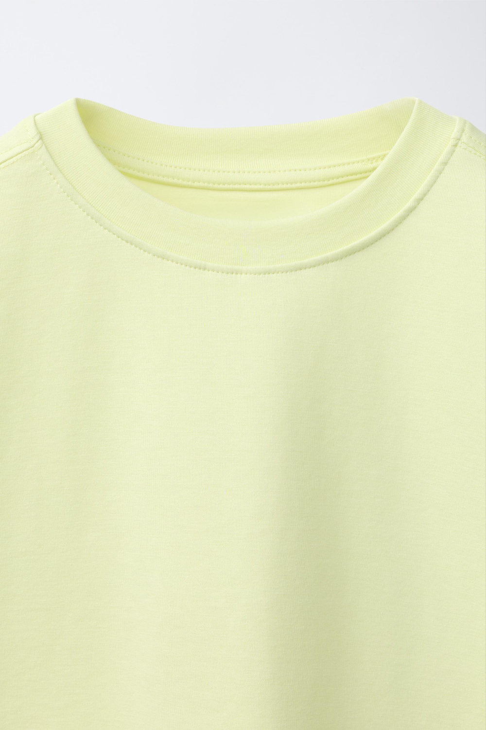 ZARA ОДНОТОННАЯ ФУТБОЛКА ИЗ ИНТЕРЛОКА, ЖЕЛТЫЙ