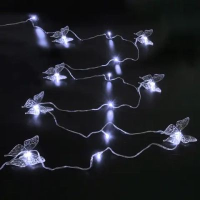 Гирлянда для дома НИТЬ «Бабочка» 8м 20 ламп LED, 10 насадок (10,5*7,6 см), прозр. провод, пост.свечение, IP-20, Белый (возможность соединения)