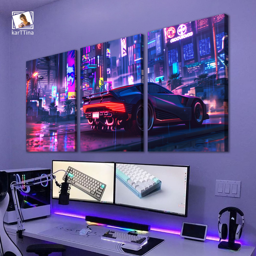Картина karTTina "НЕОНОВЫЙ ДРАЙВ", 150 см х 70 см