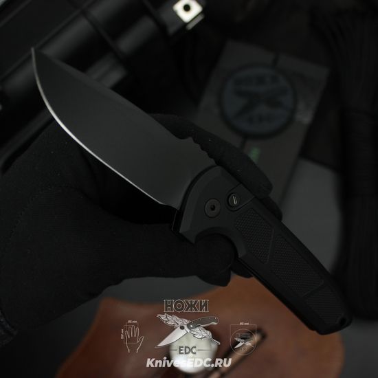 Автоматический нож Pro-Tech PTLG307 D2 Rockeye Operator - черн. алюм. рук-ть/тритий, черн. клинок CPM-D2