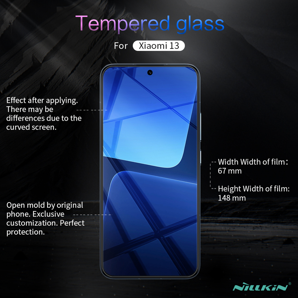 Защитное стекло с прозрачными рамками от Nillkin для смартфона Xiaomi 13, серия H Anti-Explosion Glass Screen Protector