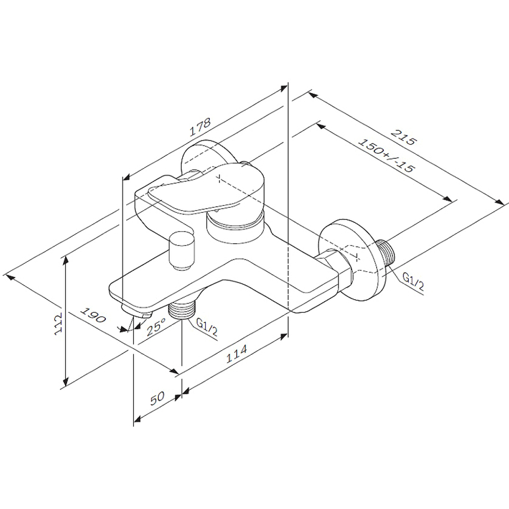 Смеситель для ванны AM.PM X-Joy F85A10000 Хром