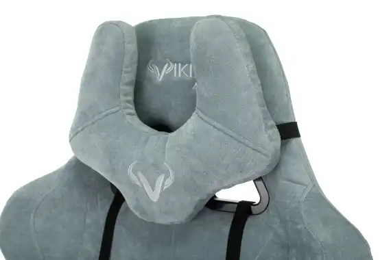 Кресло игровое Zombie Viking Knight серо-голубой Light-28 с подголов. крестов. металл