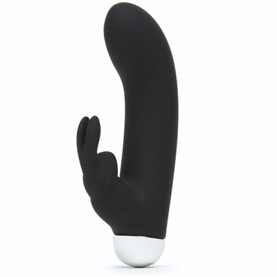 Черный вибратор с клиторальным отростком Greedy Girl Mini Rabbit Vibrator - 14 см. (Цвет: черный)