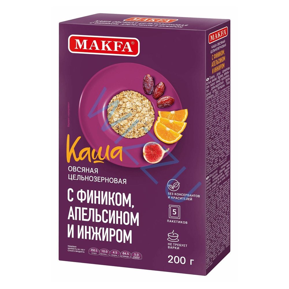 Каша Макфа овсяная цельнозерновая финик апельсин инж  40г