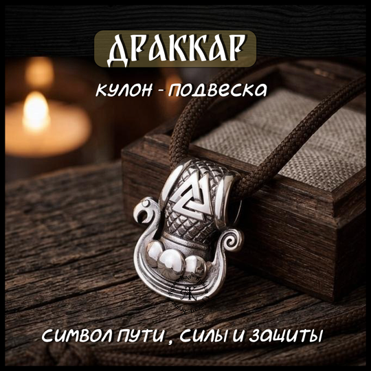 Кулон подвеска "Драккар" , мельхиор