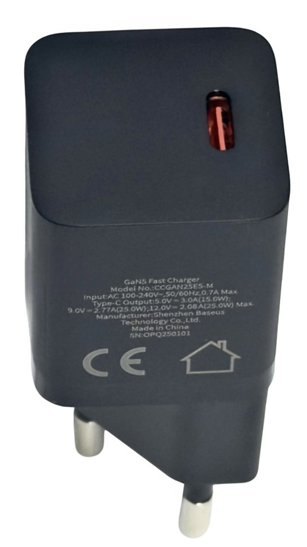 Сетевое зар. устр. Baseus GaN5 Mini 1C кабель Type-C на Type-C 25W P10110909113-01 черное