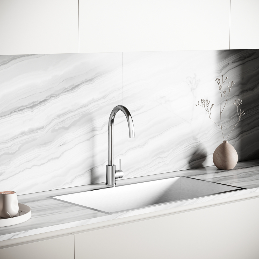 Смеситель для кухни из нержавеющей стали Sancos Stainless, с поворотным R изливом, SC12001SS, арт. SC12001SS