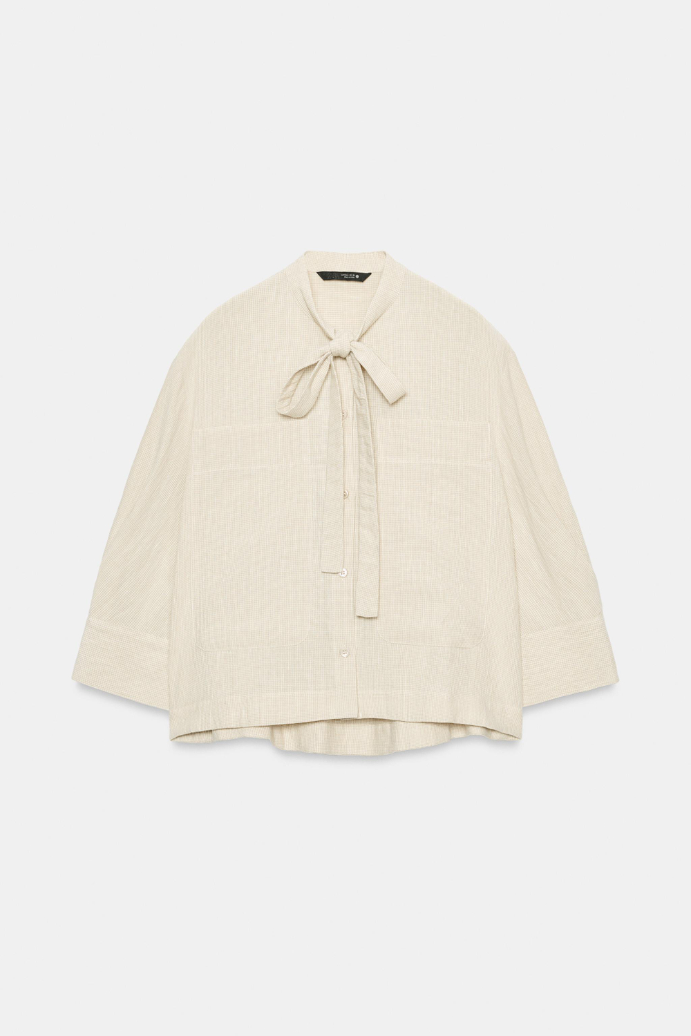РУБАШКА ИЗО ЛЬНА С ЗАВЯЗКАМИ — ZW COLLECTION — ZARA