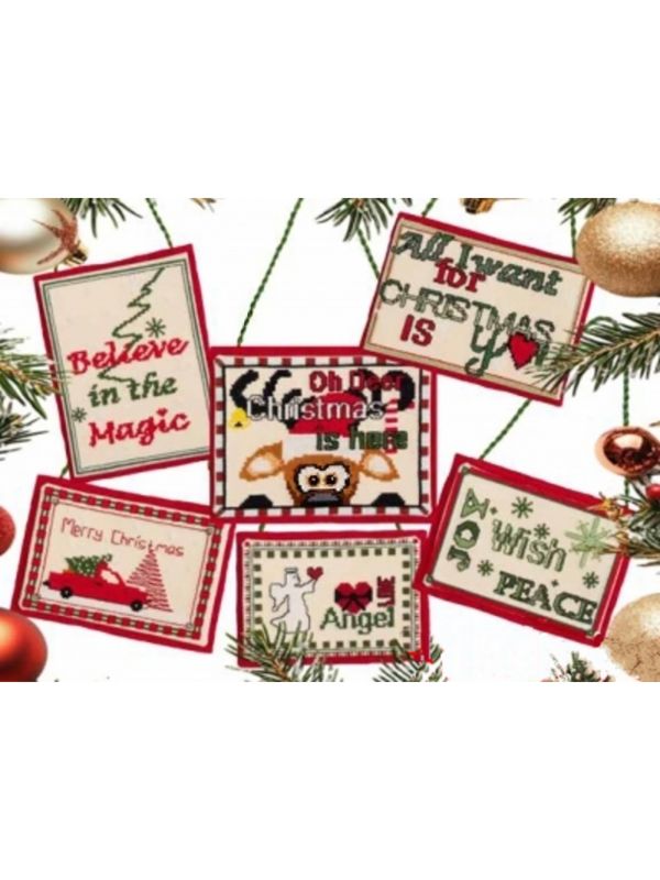 Набор для вышивания нитками Thea Gouverneur Christmas Ornaments Set of 6 materials incl., канва лён 32 ct