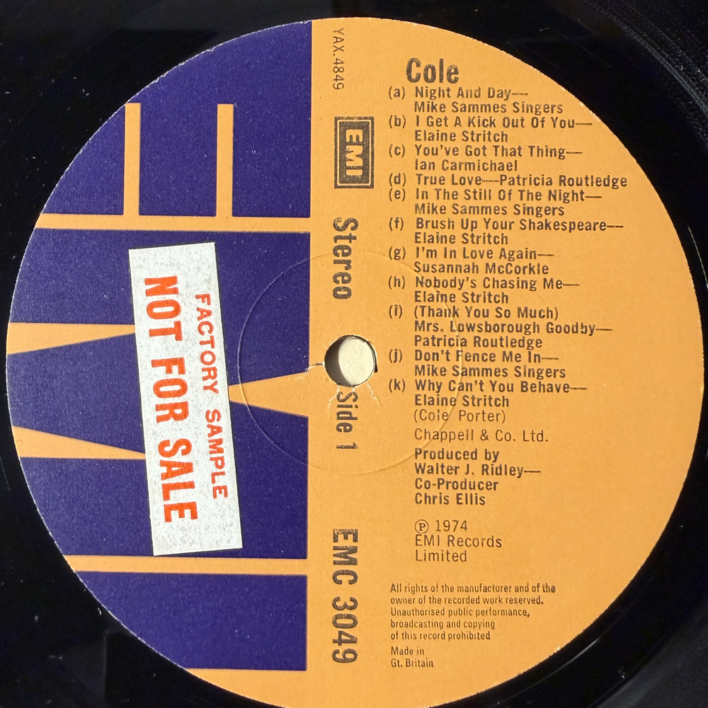 Сборник - A Musical Anthology Based On The Hits Of Cole Porter (Англия 1974г.) Promo
