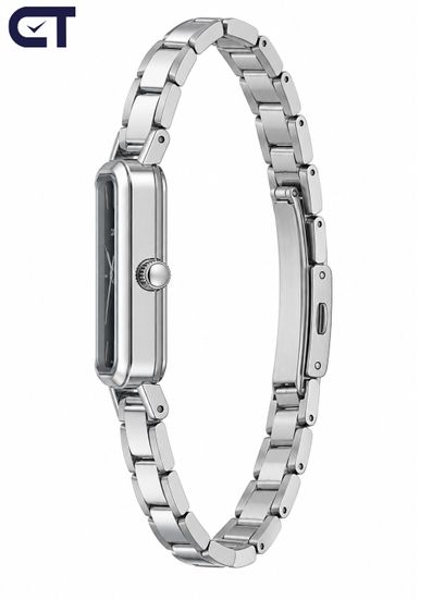 CASIO LTP-V009D-1E CASIO Collection женские наручные часы — чёрный циферблат, вытянутый прямоугольный корпус и стальной браслет
