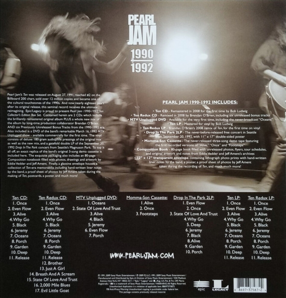 Pearl Jam / Ten (Deluxe Edition)(4LP+2CD+DVD+MC)