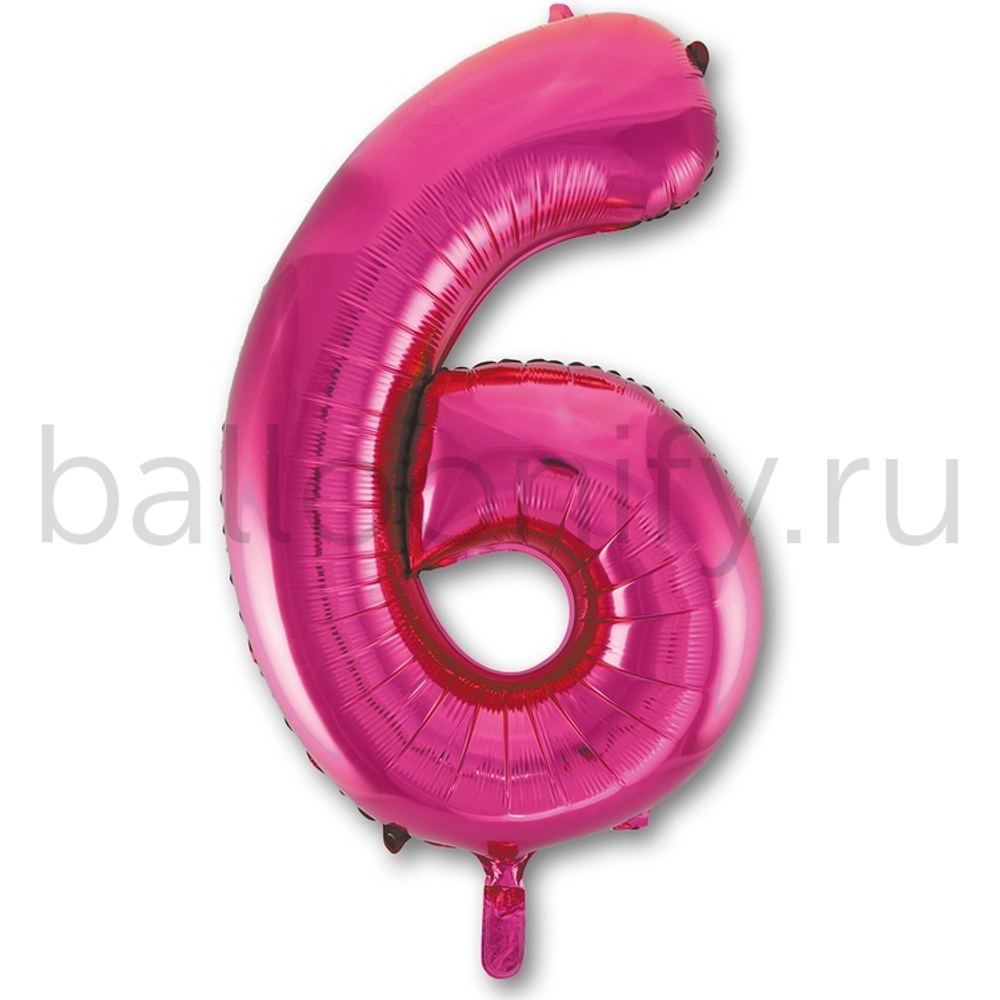 Шар ЦИФРА 6 Fuchsia 40" 102 см