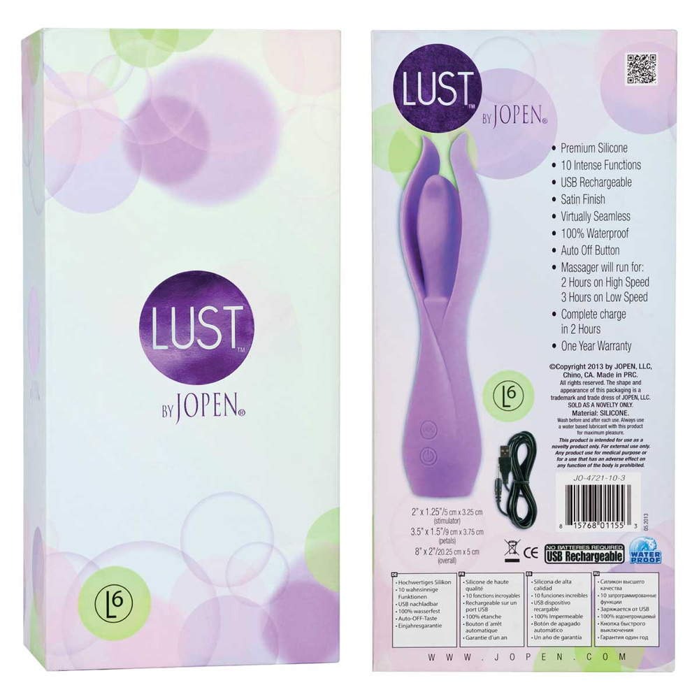 Большой фиолетовый вибратор с лепестками Lust by JOPEN L6