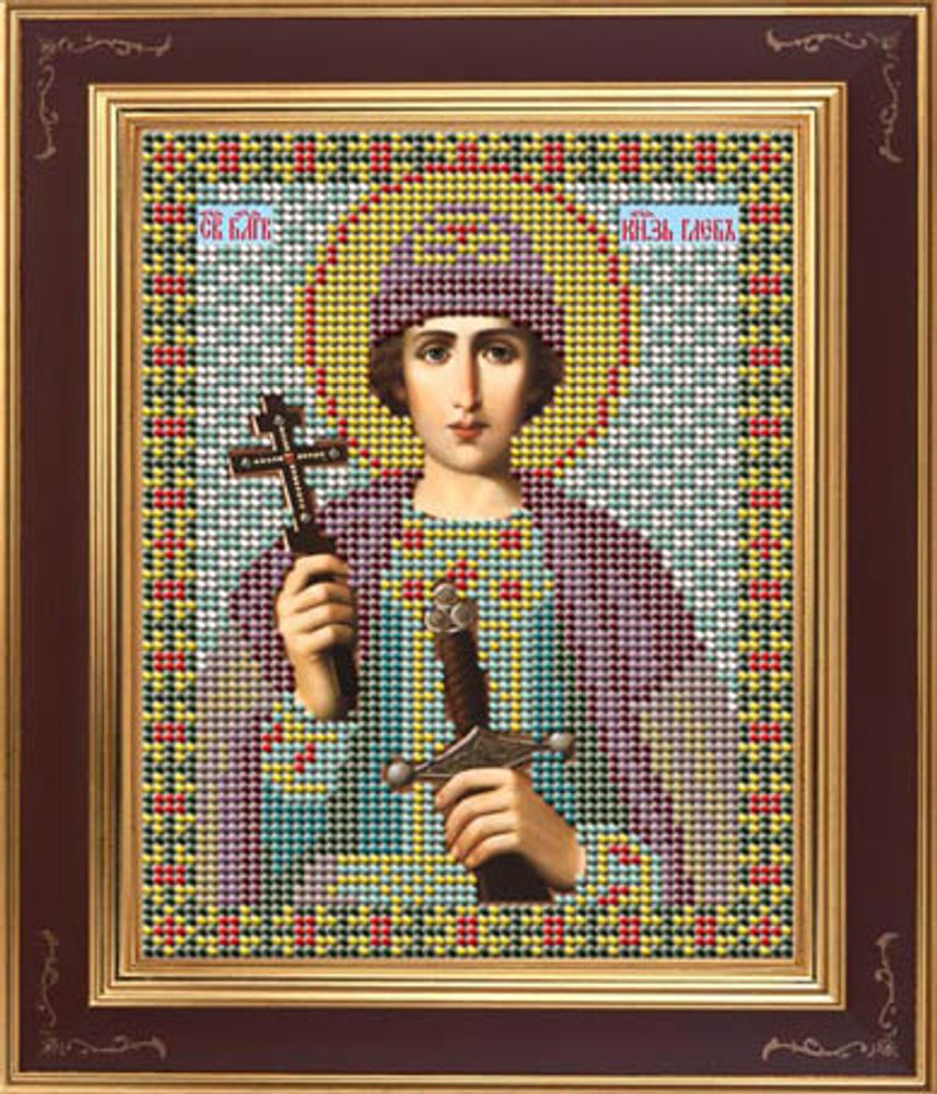 Набор для вышивания бисером Galla Collection, Икона Св. Глеб 12х15 см Набор для вышивания бисером Galla Collection, Икона Св. Глеб 12х15 см