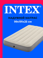Мaтрас нaдувной Intex 64101 Deluxe Twin 99х191х25 см / Крoвать нaдувная Интeкс односпальная велюровая для дома и туризма