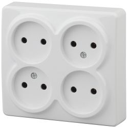 Розетка ЭРА Эксперт 11-2210-01 четверная 4х2P 16A-250В IP20 ОУ горизонтальная белый | Эра Эксперт