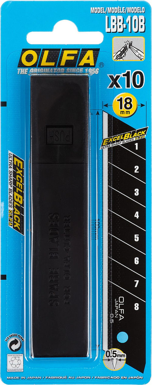 OL-LBB-10B Лезвия «EXCEL BLACK» сегментированные, 18 мм, 10 шт.