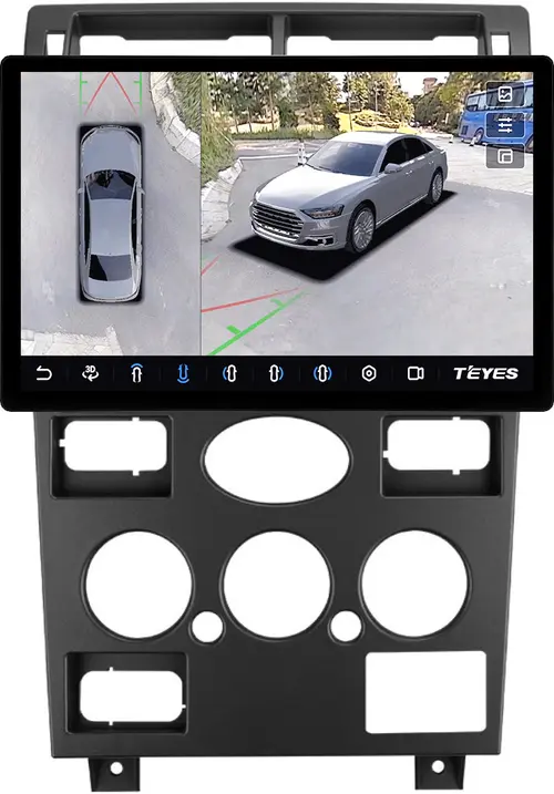 Магнитола для Ford Mondeo 3 2000-2006 (кондиционер) - Teyes CC3-2K-360 монитор 13" 2K QLED на Android 10, Быстрая, CarPlay, 4G SIM-слот, 4 камеры в комплекте
