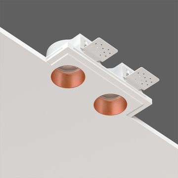 Встраиваемый гипсовый светильник для установки в потолках из гипсокартона LED MR16 GU10 / модуль LED MR16 SN 208 белый/медь Quasar 55 Duo Copper Stellanova