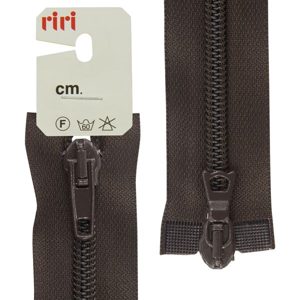Молния спиральная (витая) RIRI Т6 (6 мм) 2 зам., разъем., 65 см, цв.2226, т.коричневый, 1 шт