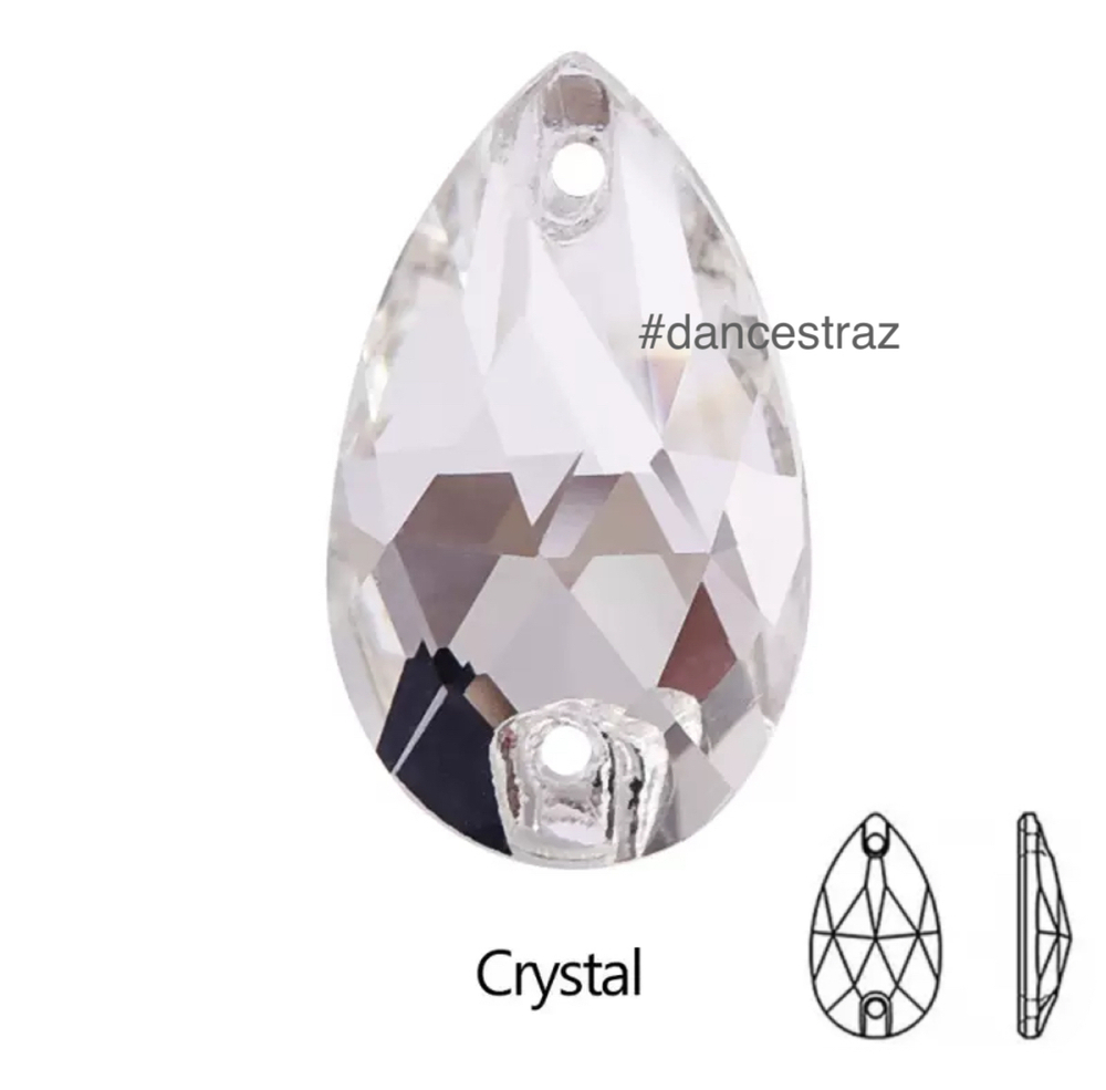 Стразы пришивные, Teardrop, Crystal, 001, 13*22mm, (72 ea/pkg), 5A+ (F2)