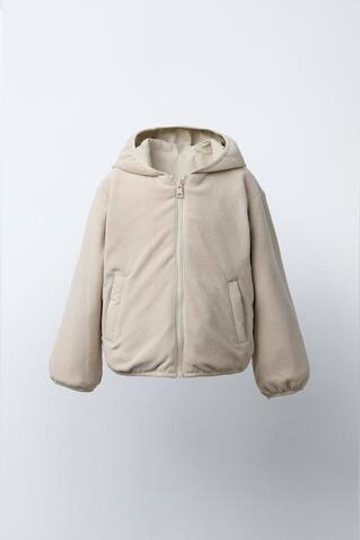 ZARA НЕЙЛОНОВАЯ КУРТКА ИЗ ПОЛАРФЛИСА, ЭКРЮ
