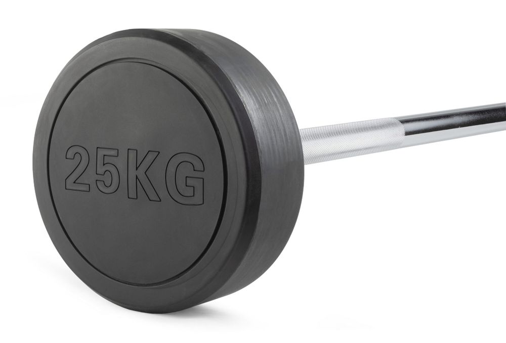 Штанга неразборная обрезиненная 25 кг. Прямой гриф. VictoryFit VF-DX4250