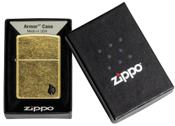 Зажигалка ZIPPO Armor Пламя c покрытием античная латунь | Flame Antique Brass, латунь/сталь, золотис