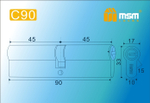 Цилиндровый механизм MSM C90 PB  ключ/ключ (латунь)  Арт.12775