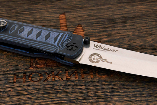 Нож складной Kizlyar Supreme Whisper, клинок 96мм, сталь M390, рукоять G10 чёрно-синий