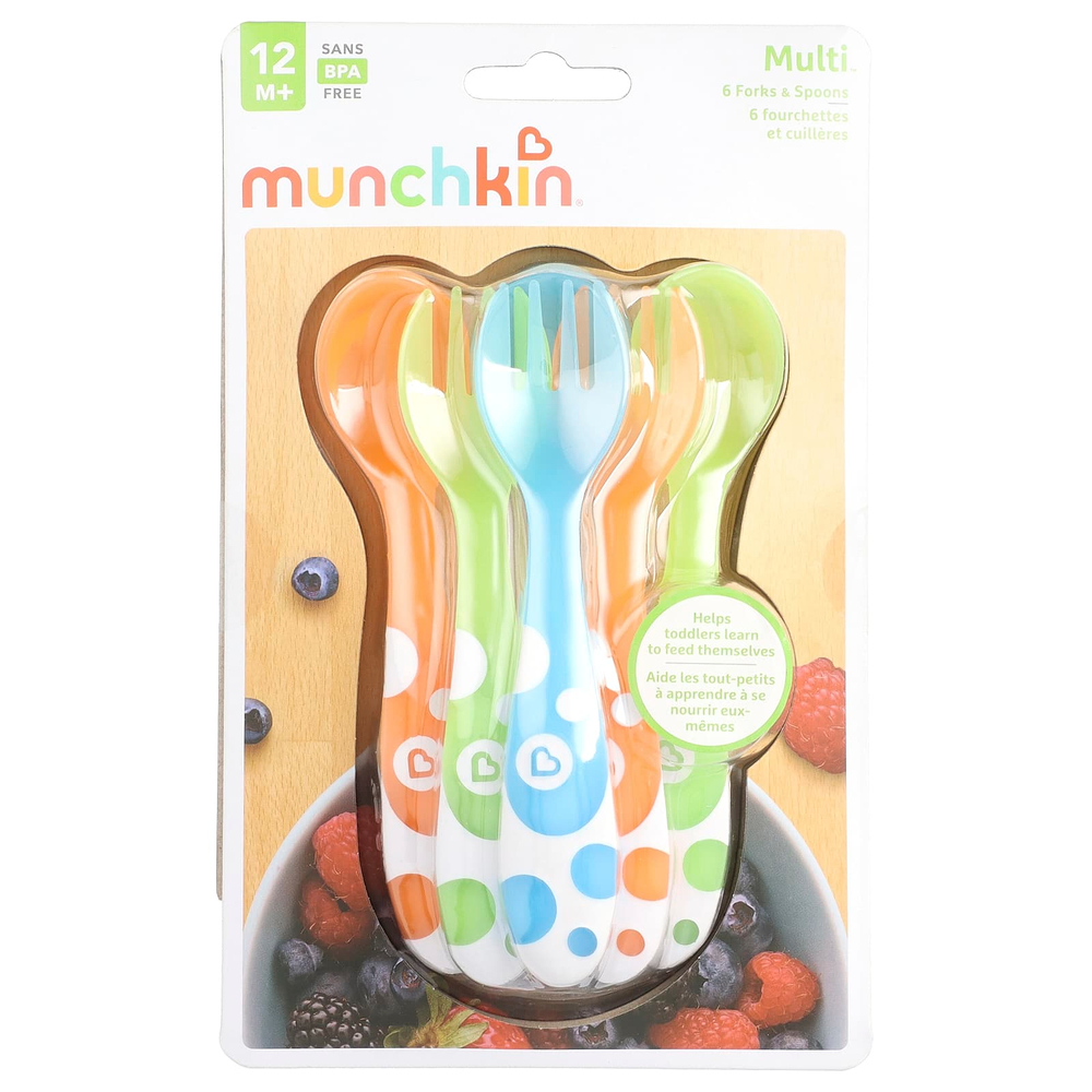 Munchkin, Multi ™, вилки и ложки, для детей старше 12 месяцев, набор из 6 предметов