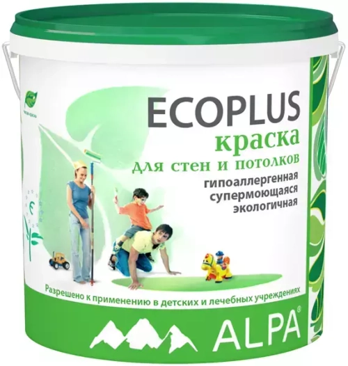 Краска Alpa Ecoplus для стен и потолков гипоаллергенная экологичная