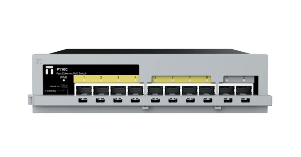 Неуправляемый PoE+ коммутатор Fast Ethernet NETIS P110C, 8 портов 100 Мбит/с PoE+ , 2 порта 100 Мбит/с RJ45 Uplink, БП 130 Вт