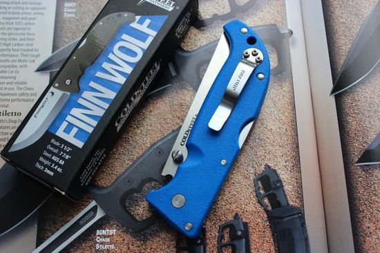 Складной нож Cold Steel 20NPG Finn Wolf Blue c клинком из стали AUS-8, рукоять Grivory (Griv-Ex)