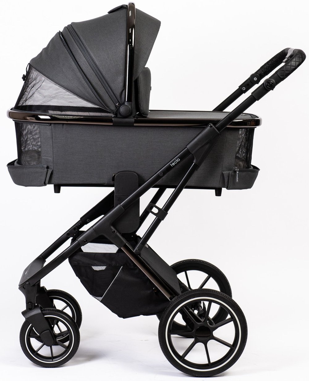 Детская коляска Peppy Tecla 3 в 1 с автокреслом Rise Milk Shadow Antrazit Chrome Edition (Графитовый)