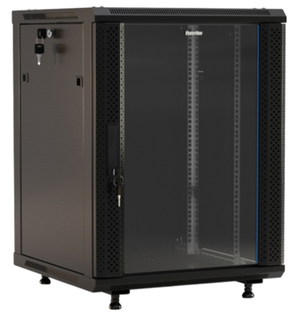 Шкаф настенный 19", 18U Hyperline TWB-FC-1866-GP-RAL9004