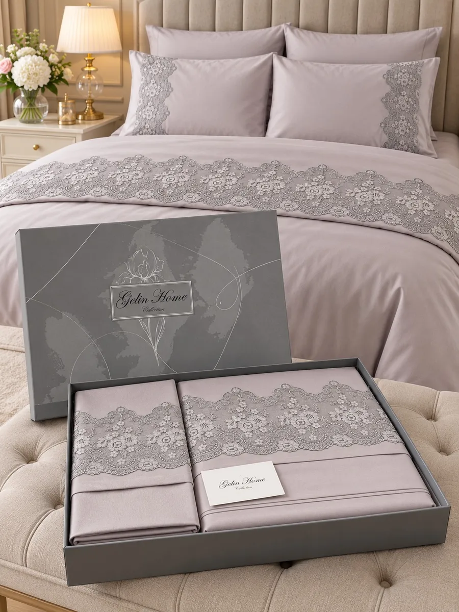 Gelin Home КПБ 6 пр. OLGA серый цвет пододеяльник 200*220, простынь 240*260, наволочки 50*70 2шт, декоративные наволочки 50*70 2шт GLNN506 — фото 7