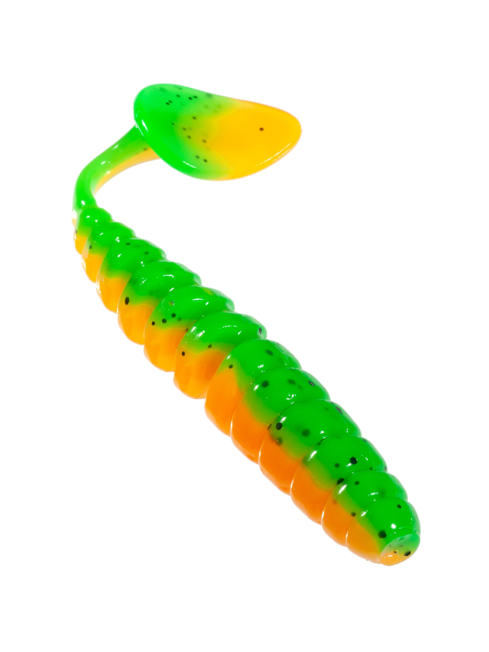 Приманка ZUB-SHAD  90мм(3,5")-5шт, (цвет 022) зеленый верх - оранжевый низ