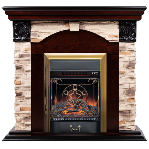 Каминокомплект Real Flame Dublin Rock AO с очагом Majestic Lux Brass