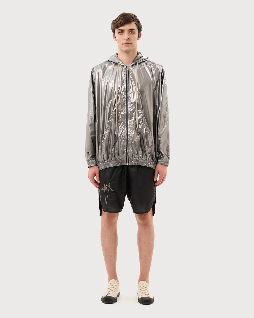 RICK OWENS X CHAMPION КУРТКА СЕРЕБРИСТАЯ JUMBO JASON'S