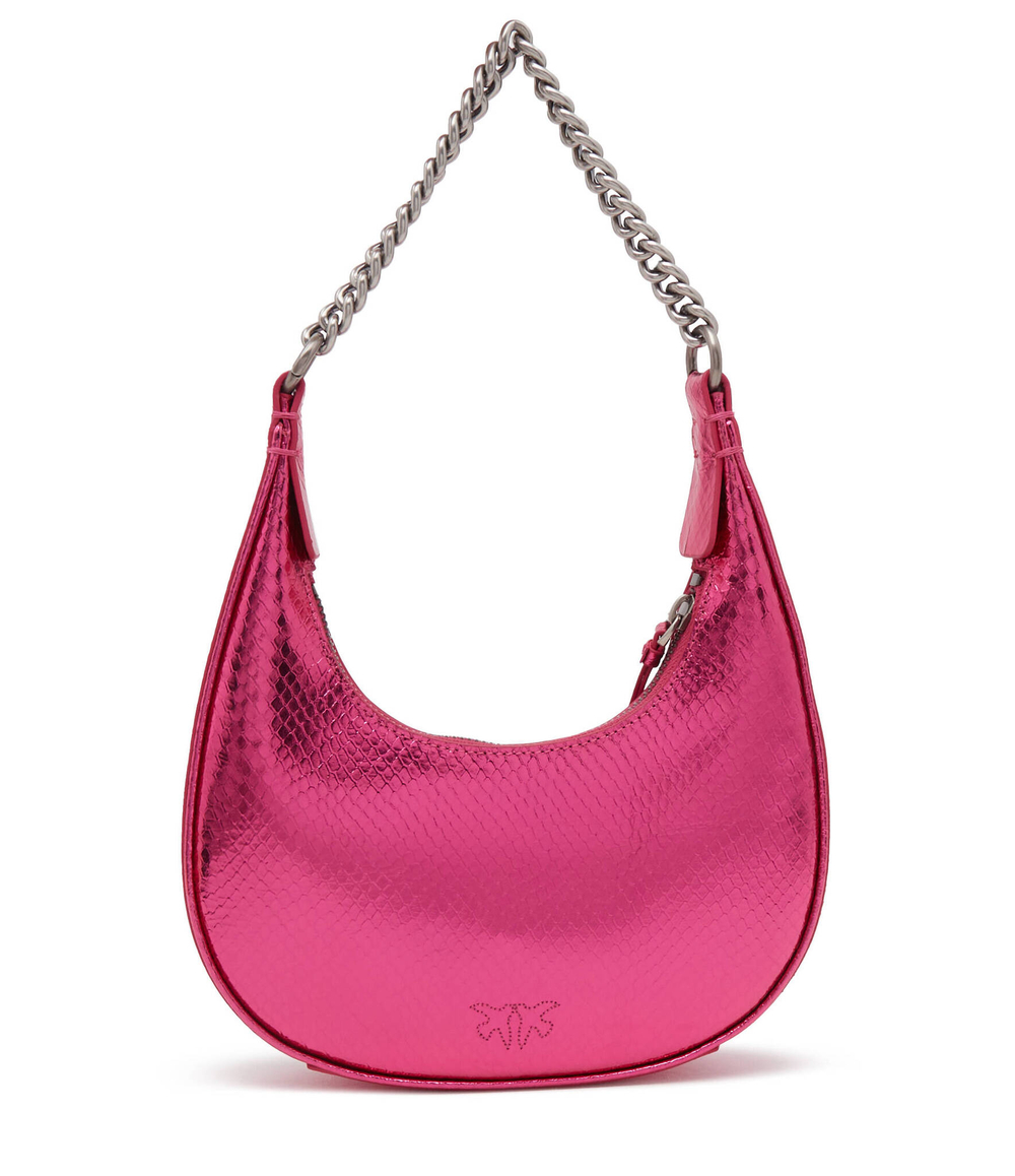 Кожаная сумка хобо brioche hobo mini pelle lamina Pinko - розовый(101433 A180)