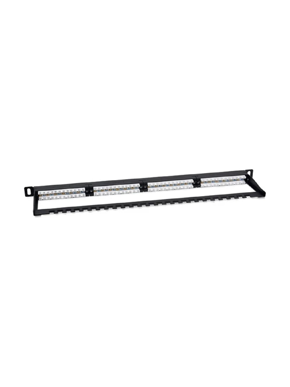 Cabeus PLHD-24-Cat.5e-Dual-180-0,5U Патч-панель высокой плотности 19" (0,5U), 24 порта RJ-45, категория 5e, Dual IDC,180 градусов, с задним кабельным организатором