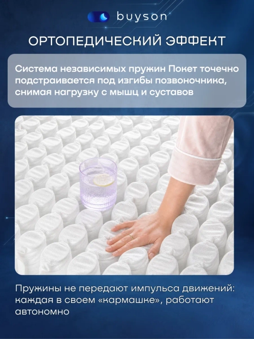 Матрас БайСлип, 18 см, средняя жесткость, независимые пружины