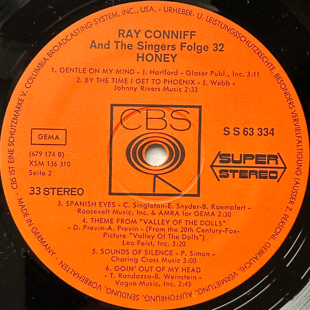 Ray Conniff And The Singers - Honey (Германия 1968г.)